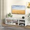 Modern White TV Console with 3 Adjustable Shelves and Cable Management MDF Media Storage